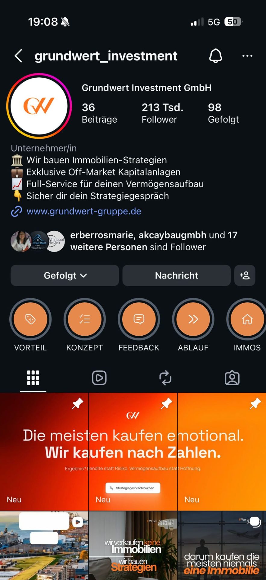 Grundwert Investment Instagram, Nachher