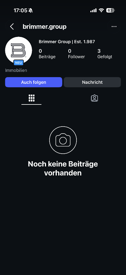 Brimmer Group Instagram – vor der Optimierung
