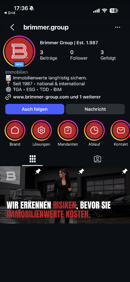 Brimmer Group Instagram – nach der Optimierung