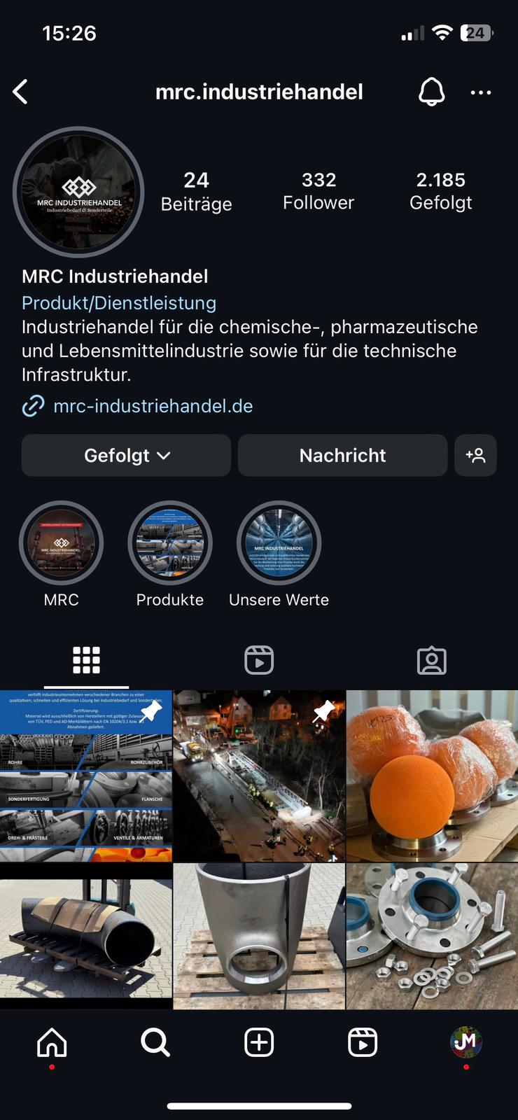 MRC Industriehandel Instagram, Vorher