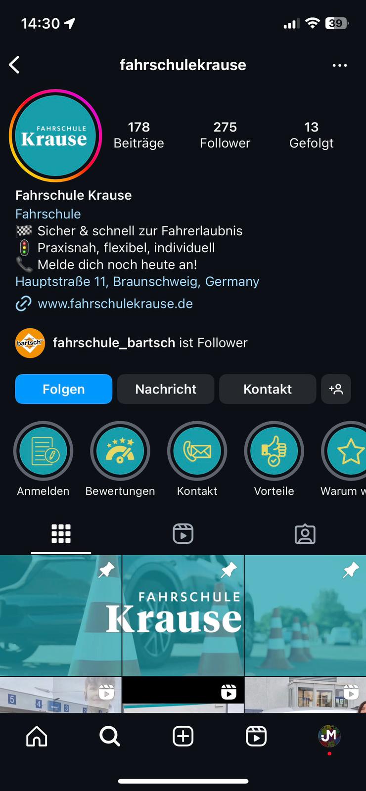 Fahrschule Krause Instagram, Nachher