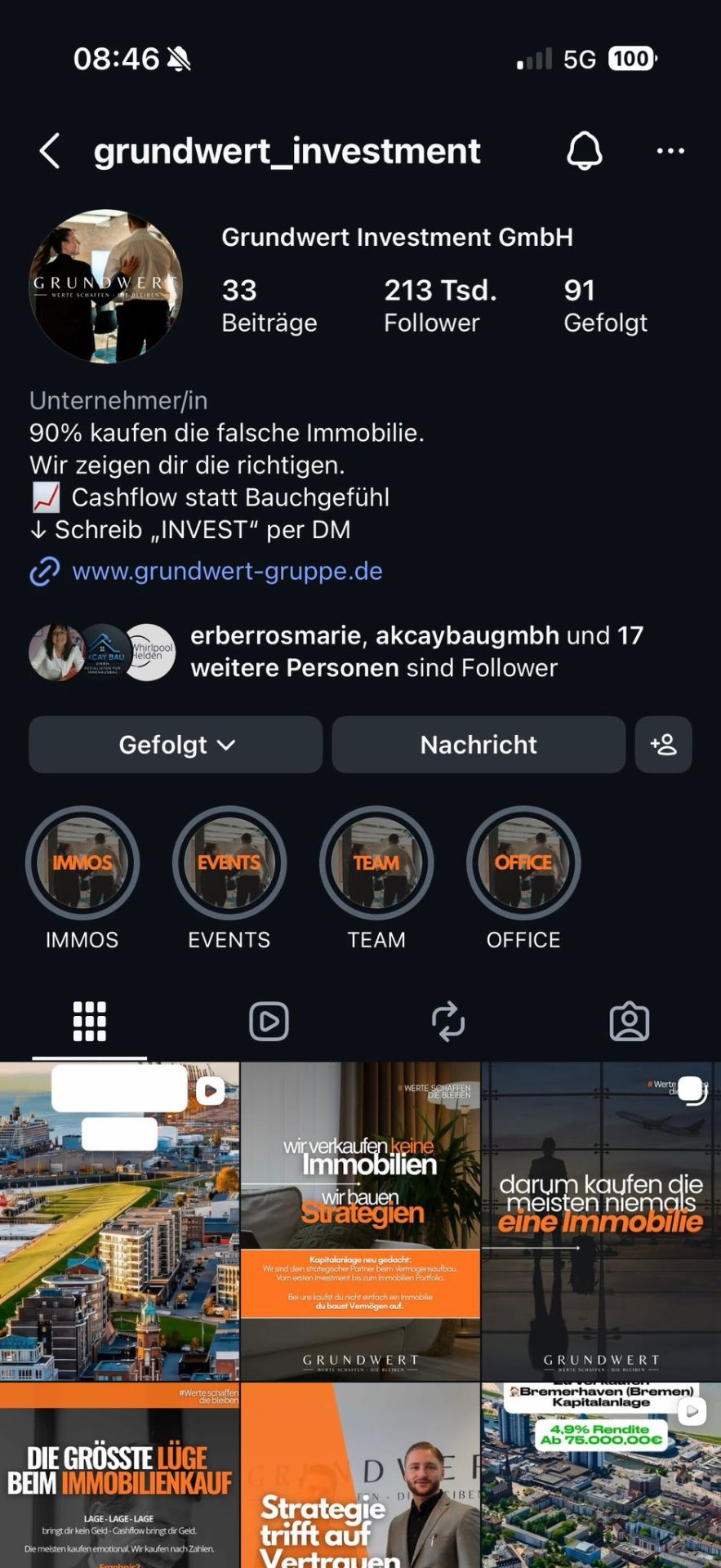 Grundwert Investment Instagram, Vorher