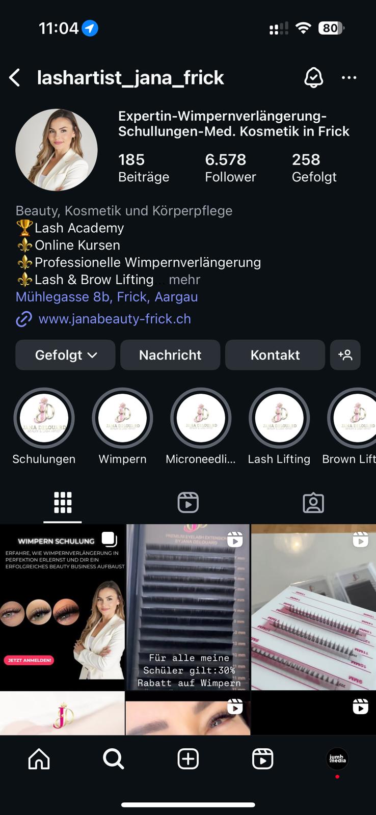 Jana Delouard Lash Academy Instagram, Vorher